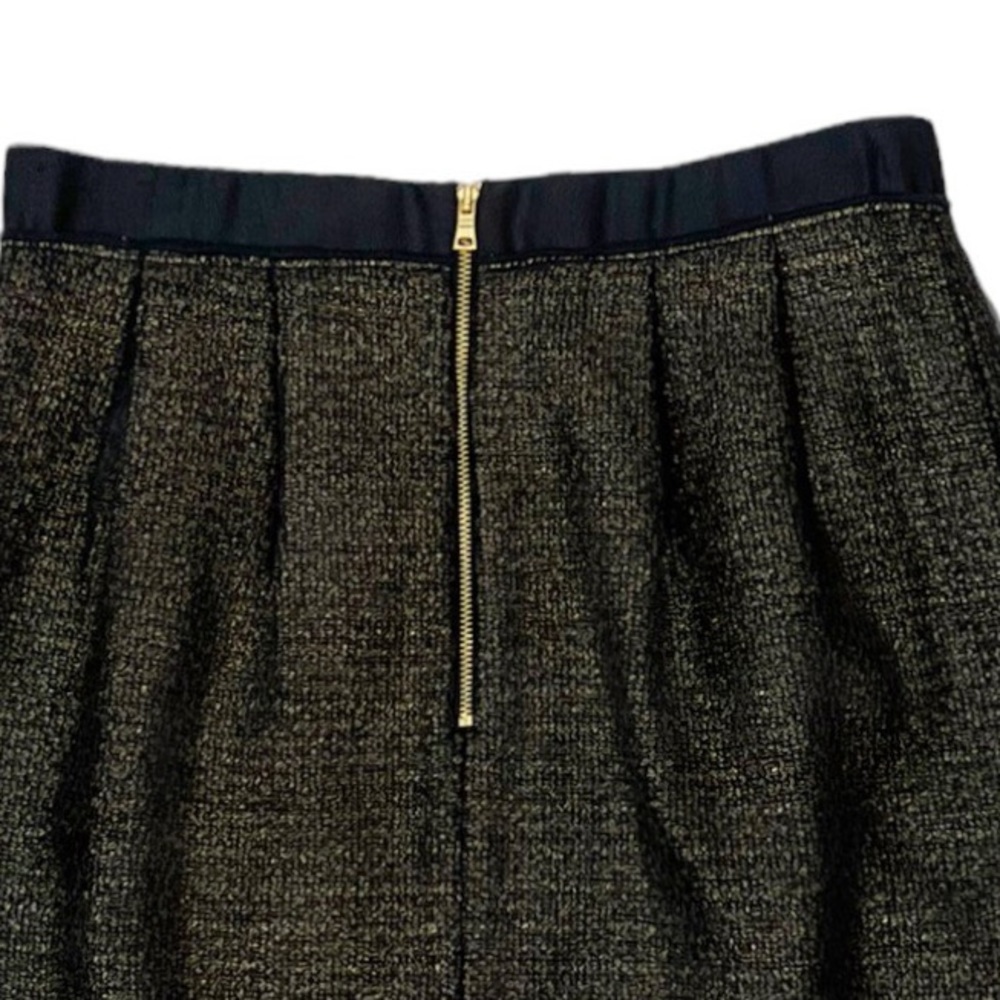 LOFT Ann Taylor Chiffon Overlay Tweed Skirt Size 6 Gold & Black - Picture 5 of 8